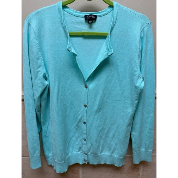 Jones New York Turquoise Button Down Cardigan. Long Sleeve. Womens. Sz L - Picture 12 of 16
